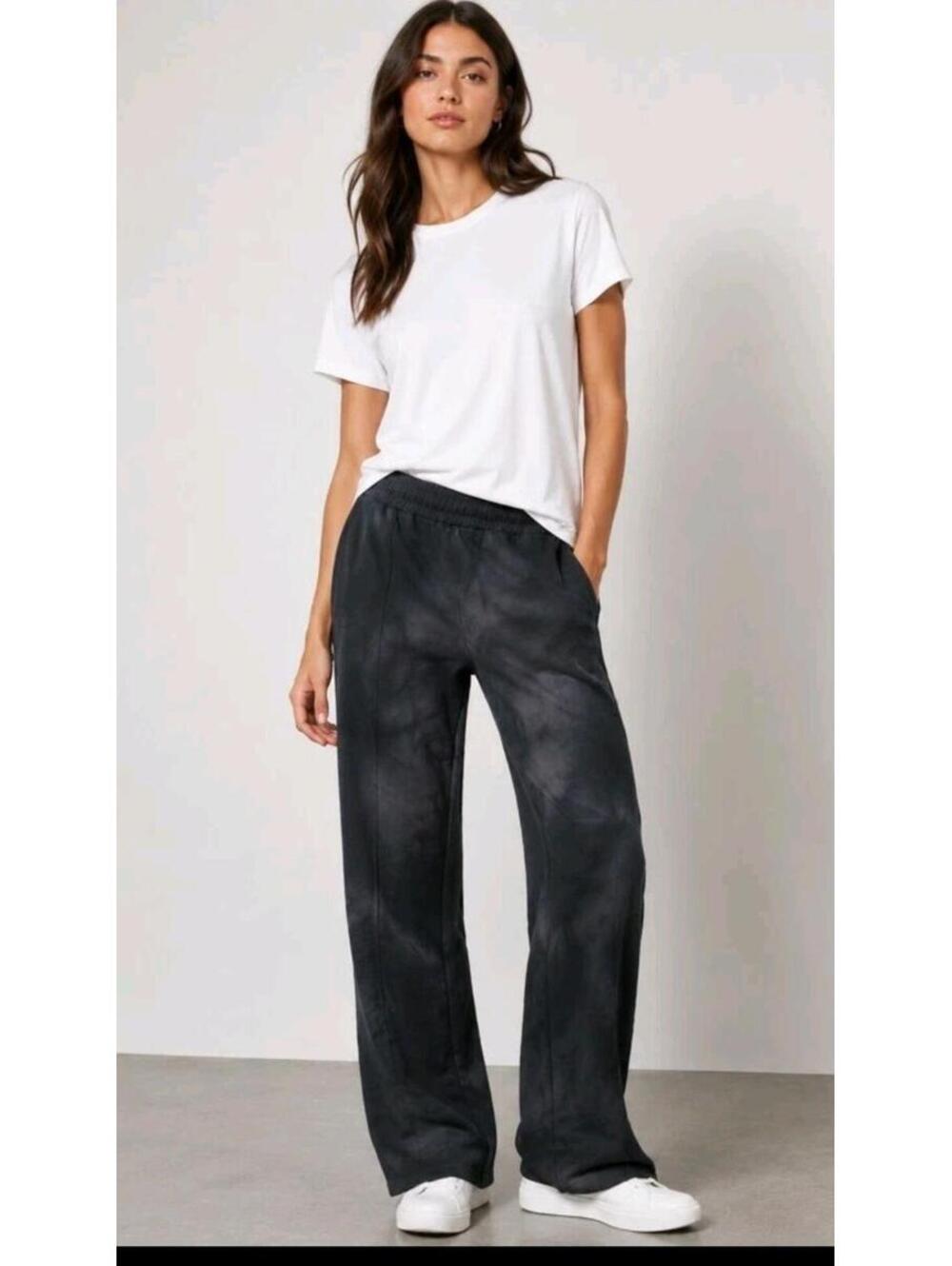 Pinko marble-effect jogger pant in black, size XL.  NWT $495 #H